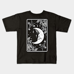 Skull Moon with Spider Webs Kids T-Shirt